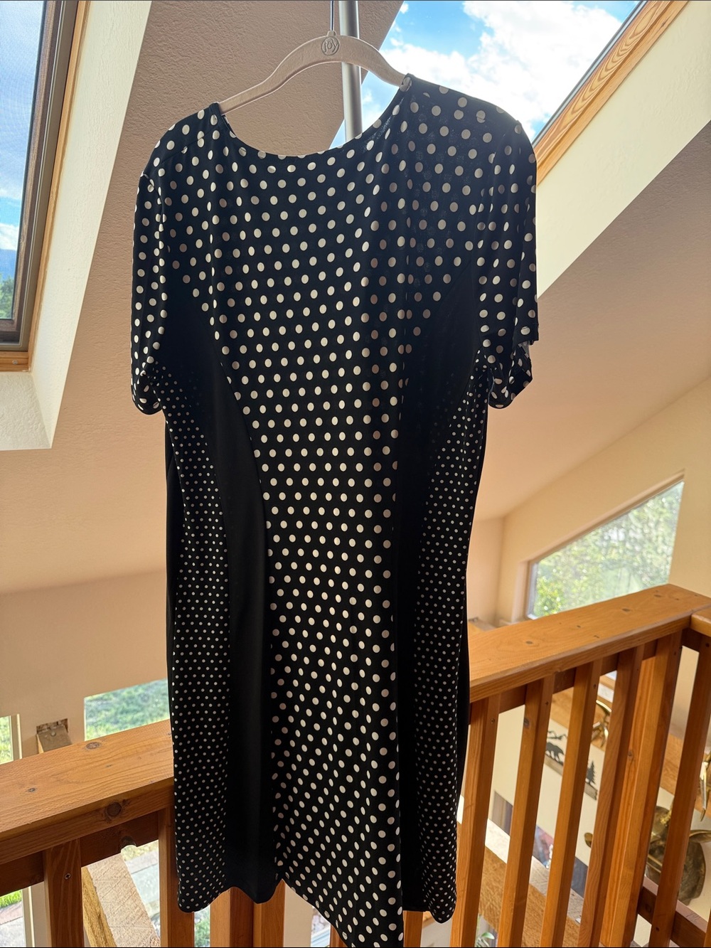 Michael Kore Polka Dot Short Sleeve Shift Dress - Black/White XL - Picture 2 of 3
